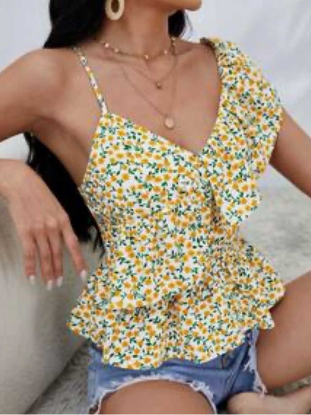 Ruffle Ditsy Top